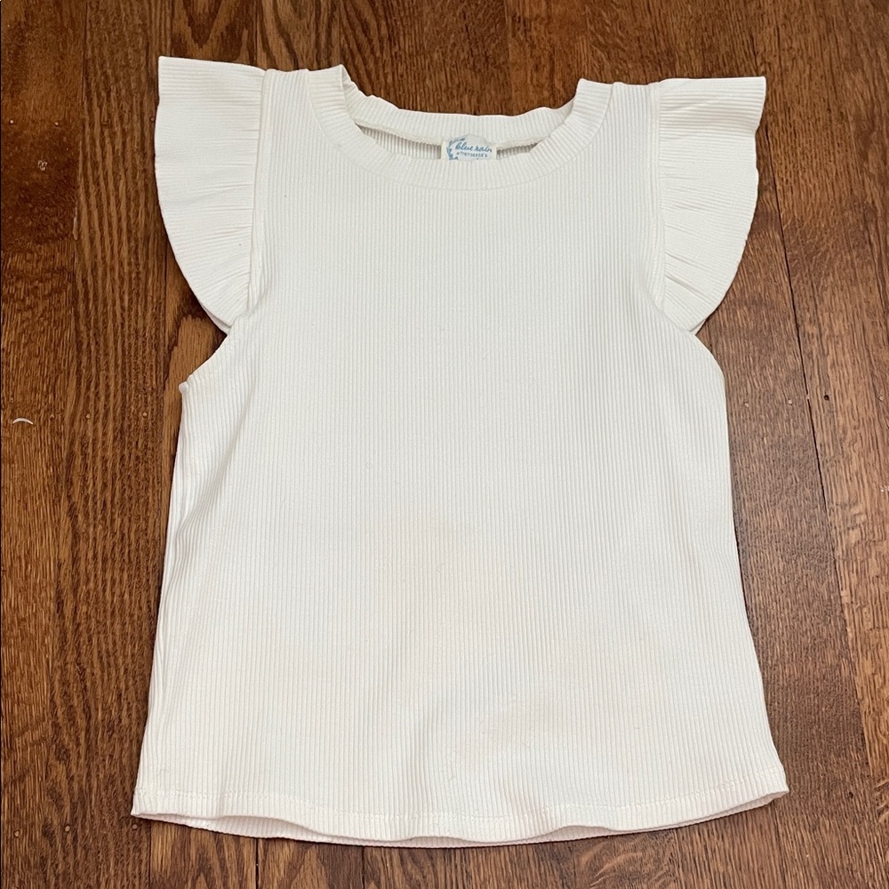 Francesca's Collections White Ruffle Sleeve Womens Tank Top